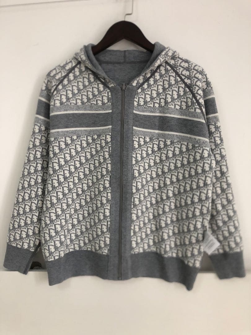 Dior ディオール　ニットセーター　グレー　フーディ　綺麗　両面