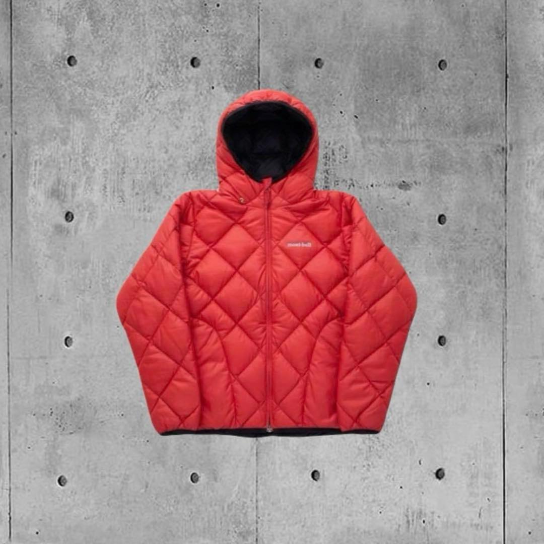 mont-bell ダウンジャケット キルティング　リバーシブル黒／赤