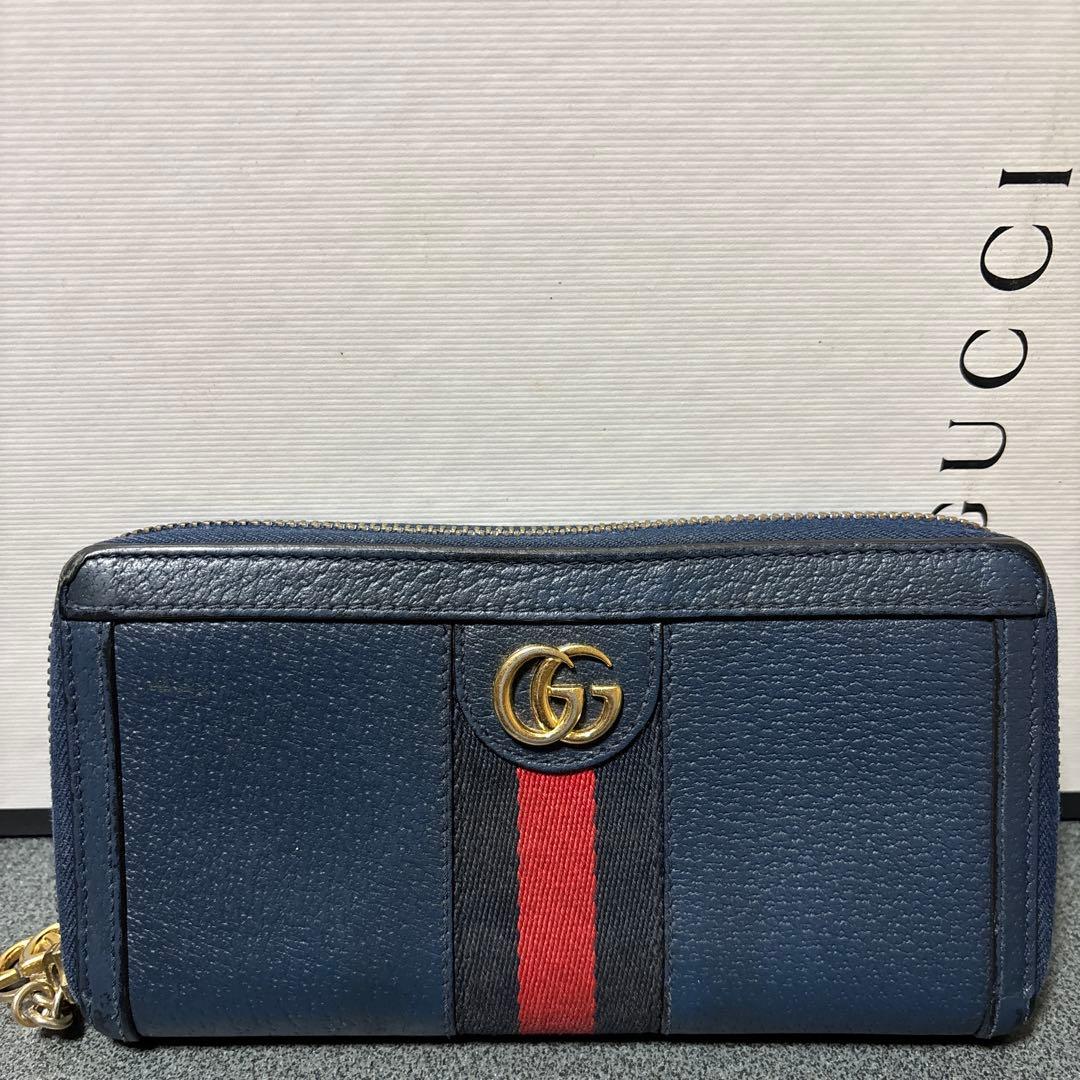 GUCCI ネイビー 長財布 GGロゴ