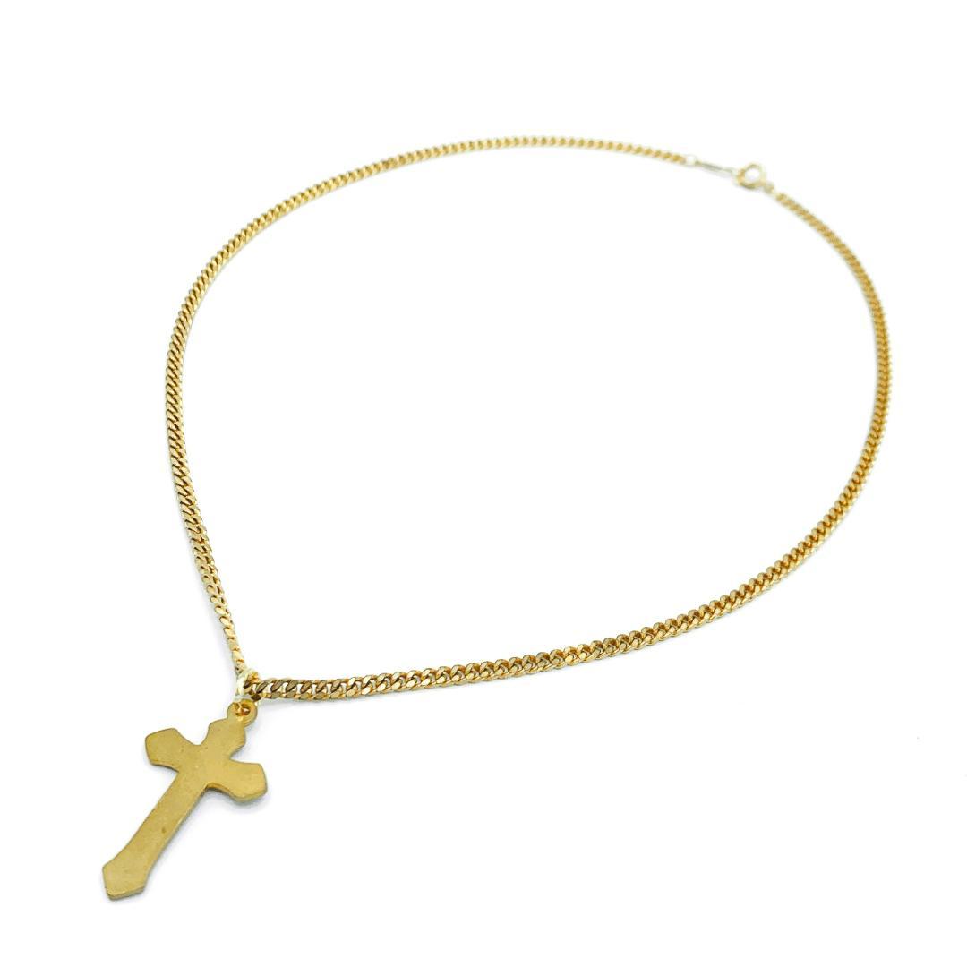 90s vintage ゴールド クロス ネックレス K18 sv925 E20