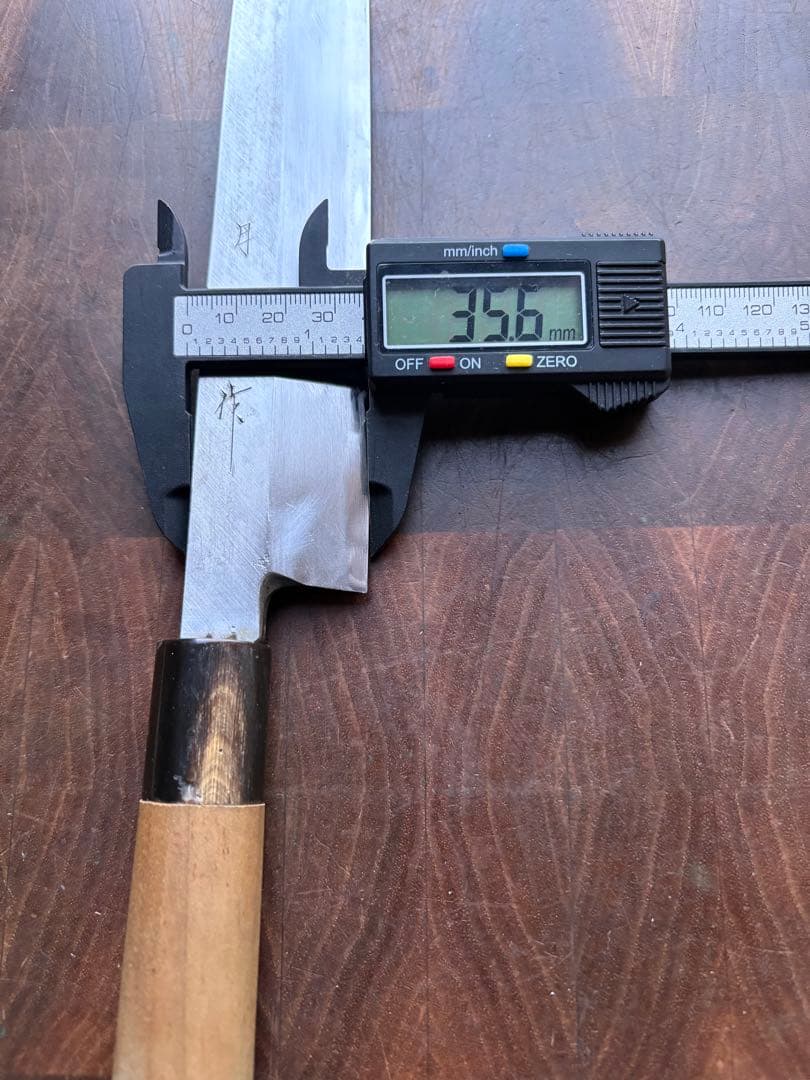 堺打刃物　月界　紋鍛錬　青鋼　柳刃　300mm 包丁　尺　和包丁　水牛朴柄