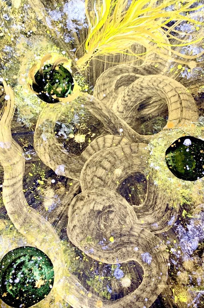 【一筆龍エネルギーアート】　辰　隕石　絵　絵画　龍　龍神　置物　開運　竜