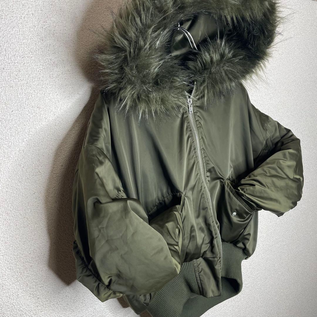N2B 短丈 ダウン モス カーキ ファー 00s 平成 フライトジャケット
