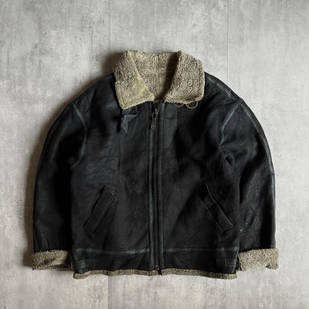 【90s vintage】B-3 フライトジャケット　ムートン　本革　短丈　古着