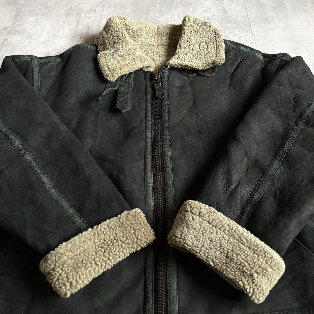 【90s vintage】B-3 フライトジャケット　ムートン　本革　短丈　古着