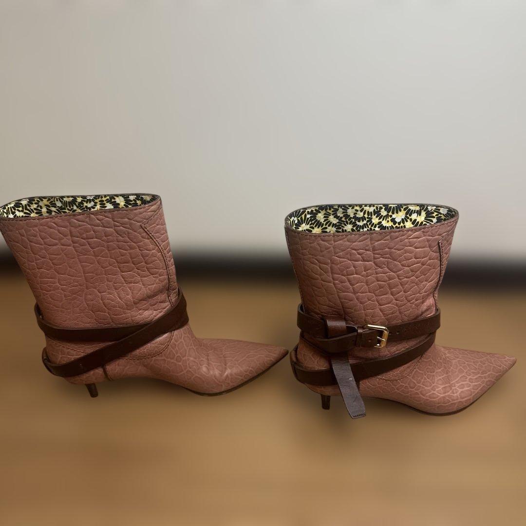 た*き様 LOUIS VUITTON ピンク レザー ブーティ　ヒール　37