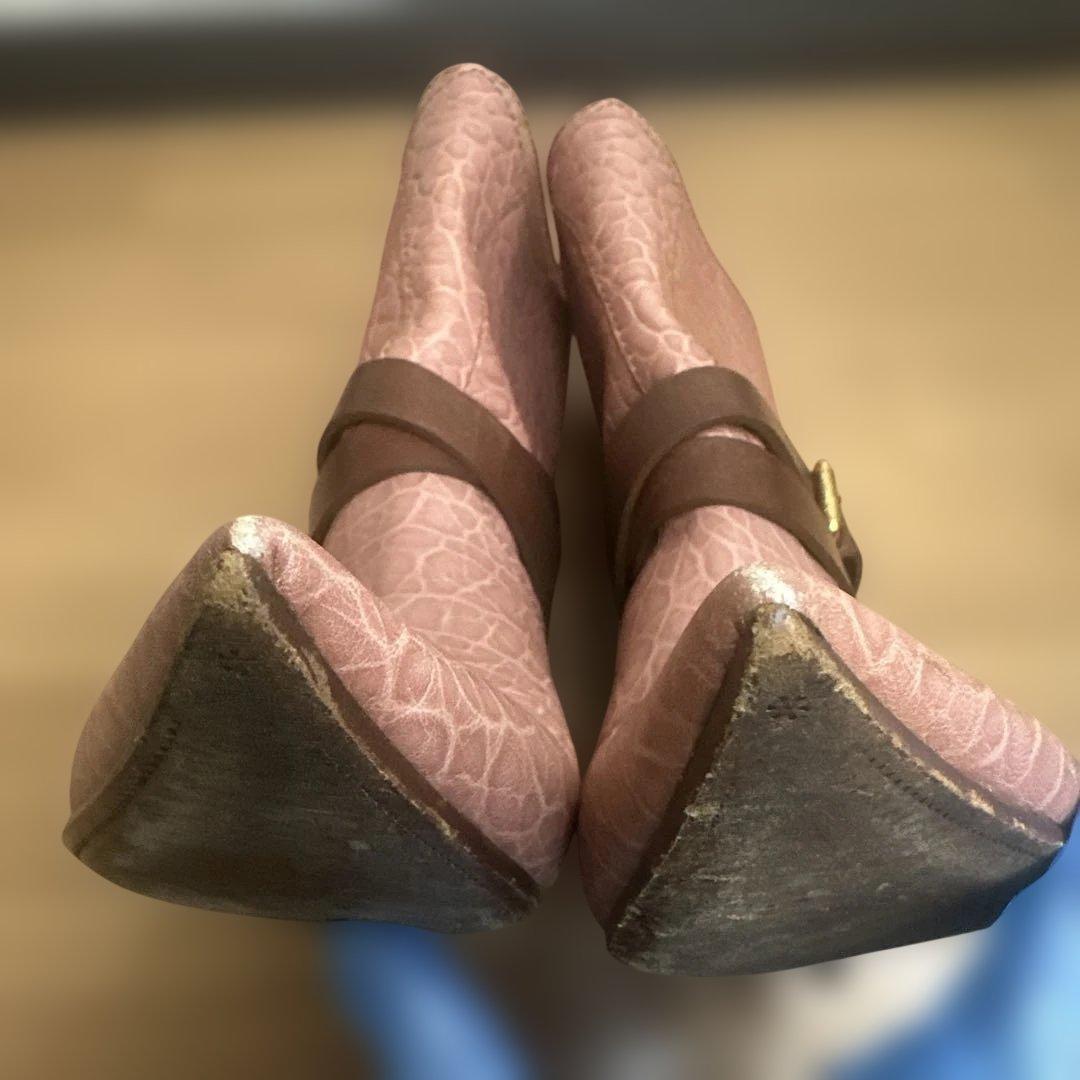 た*き様 LOUIS VUITTON ピンク レザー ブーティ　ヒール　37