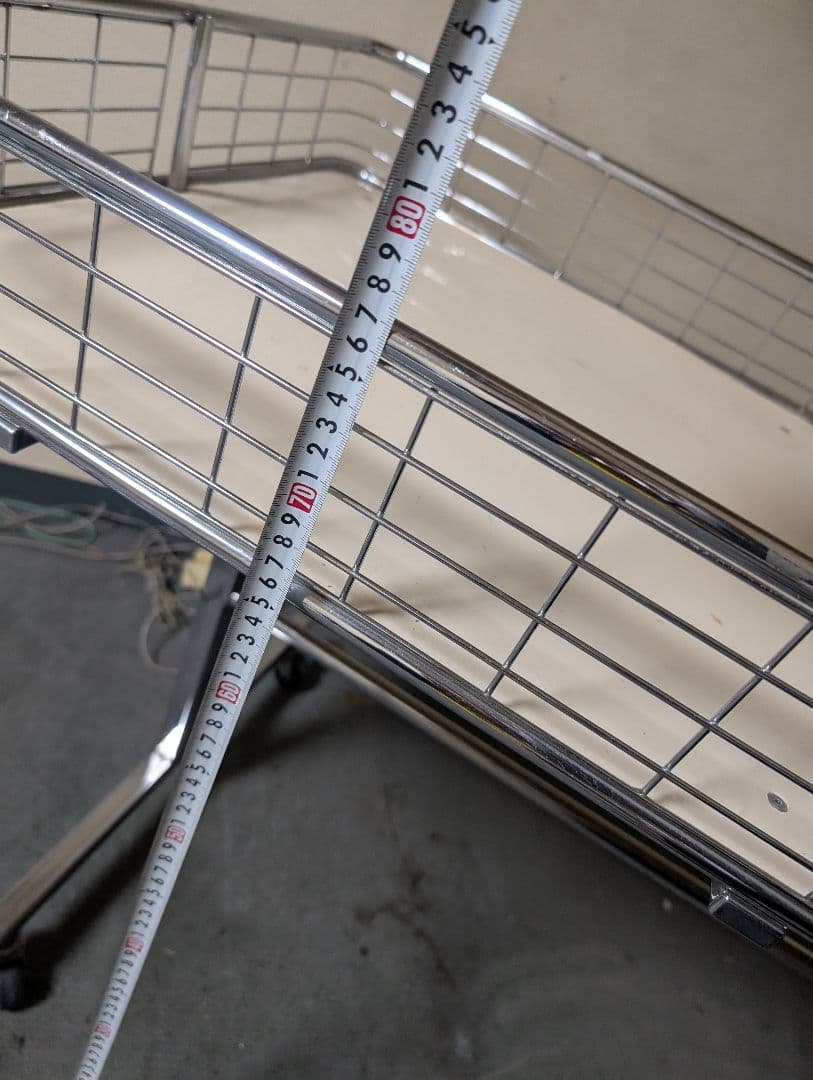 【大阪府直接引き取り】折りたたみワゴン 組立工具不要 クローム W1200