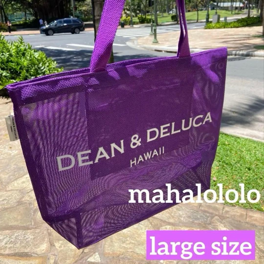 New✨ディーンアンドデルーカ メッシュバッグ パープル 紫 ラージサイズ