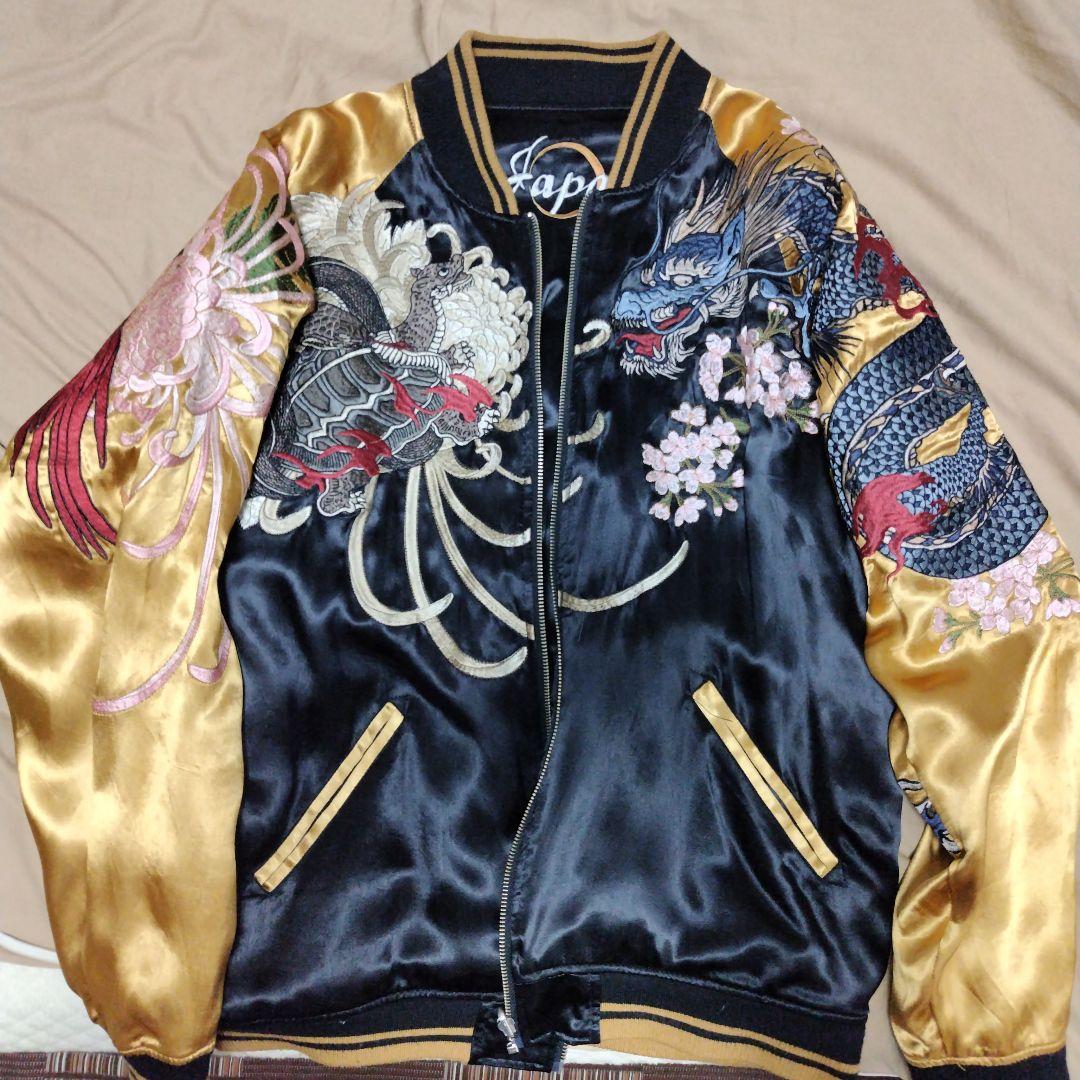 刺繍スカジャン 黒/金