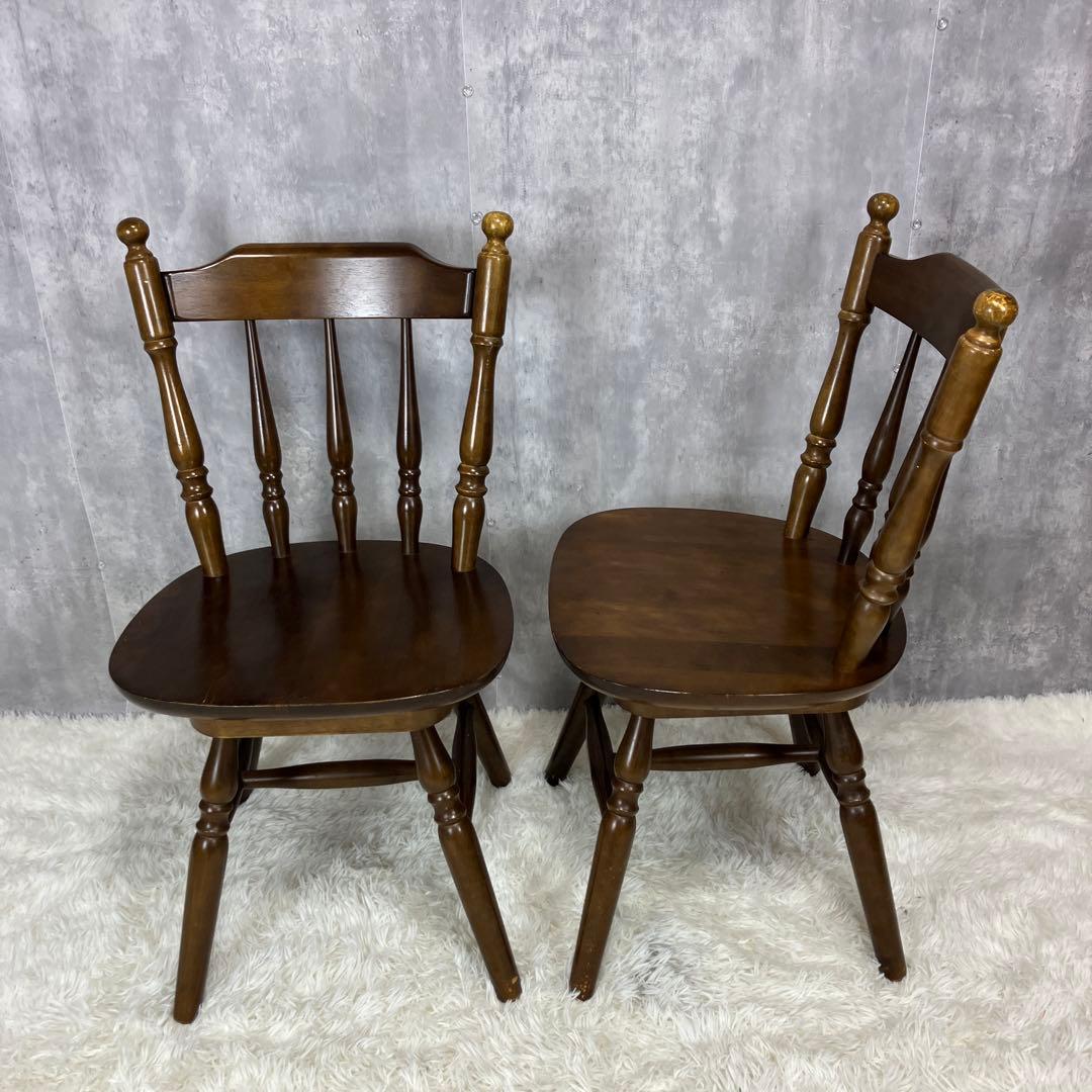 ウィンザーチェア ダイニングチェア 回転椅子アンティーク 2脚セット