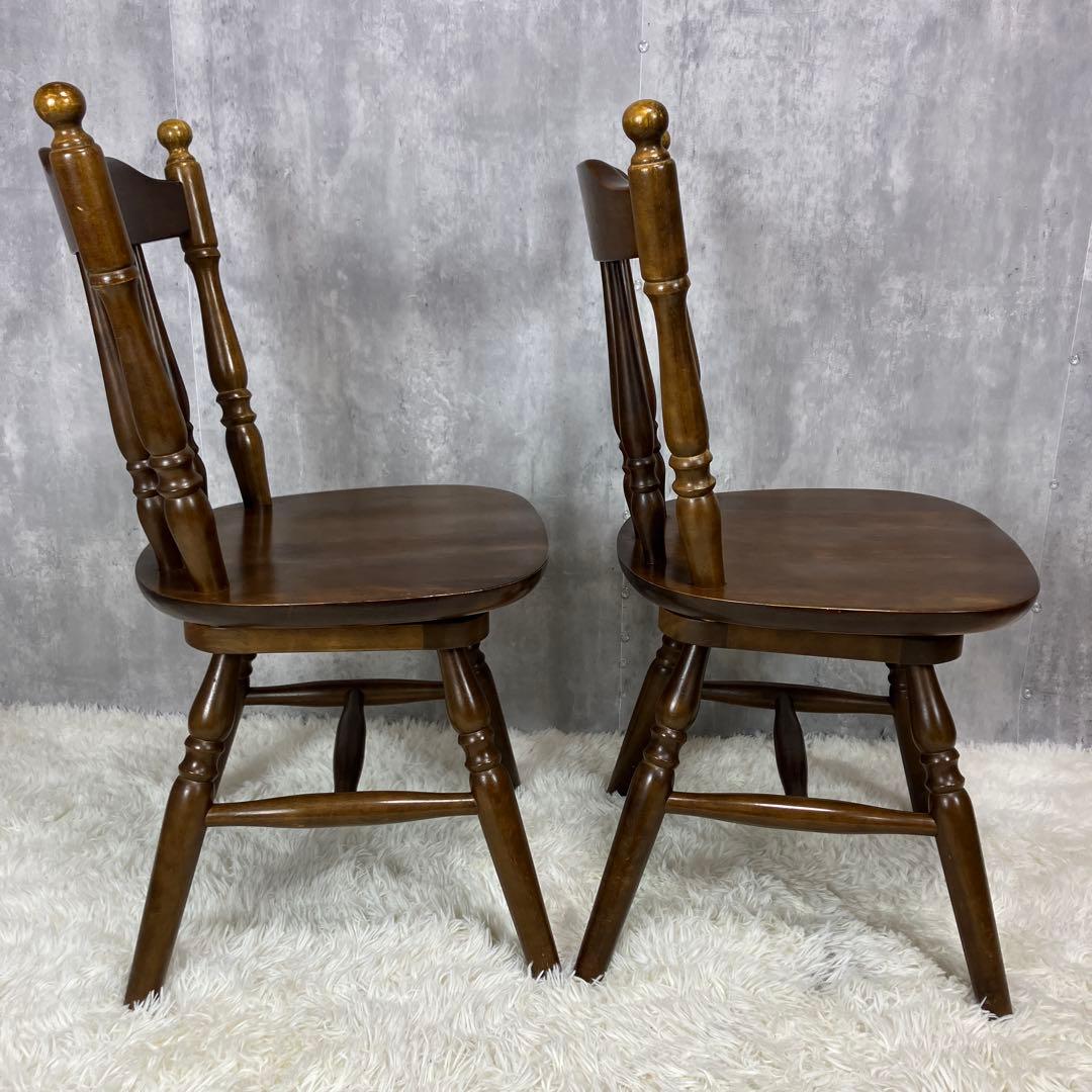 ウィンザーチェア ダイニングチェア 回転椅子アンティーク 2脚セット