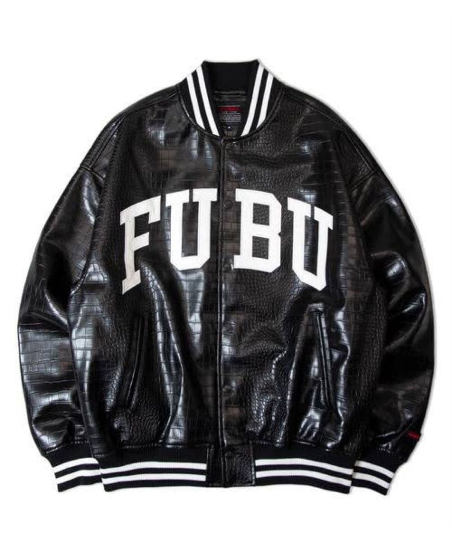 FUBU 黒スタジャン　クロコダイルパターン L