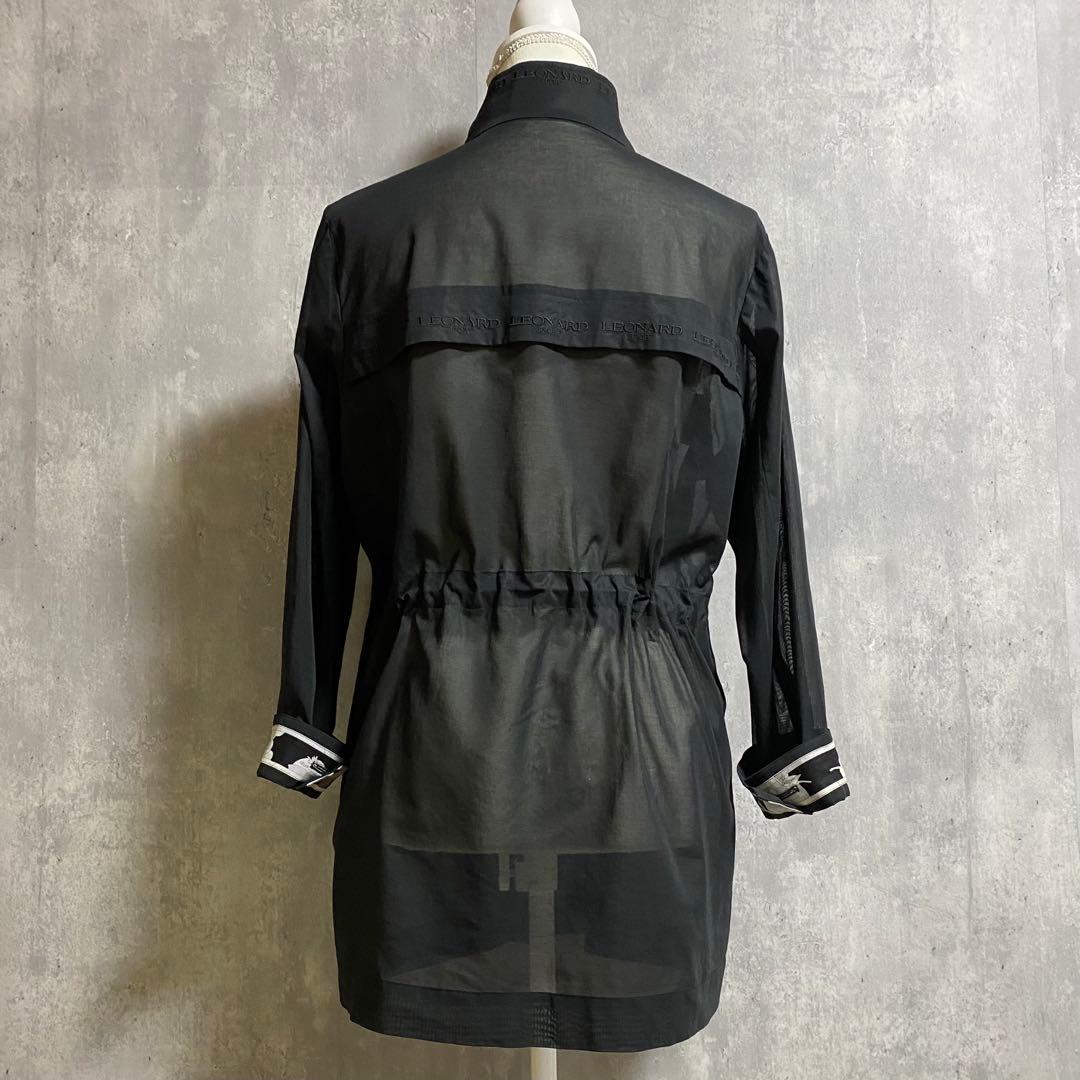 LEONARD SPORT スタンドカラー コート シアー素材 黒 L