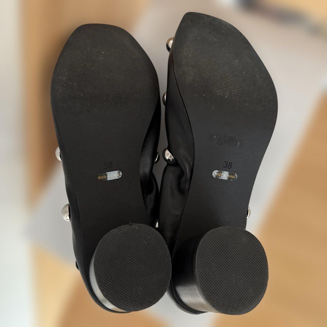 メゾンスペシャル スタッズ マルチファブリックパンプス 38