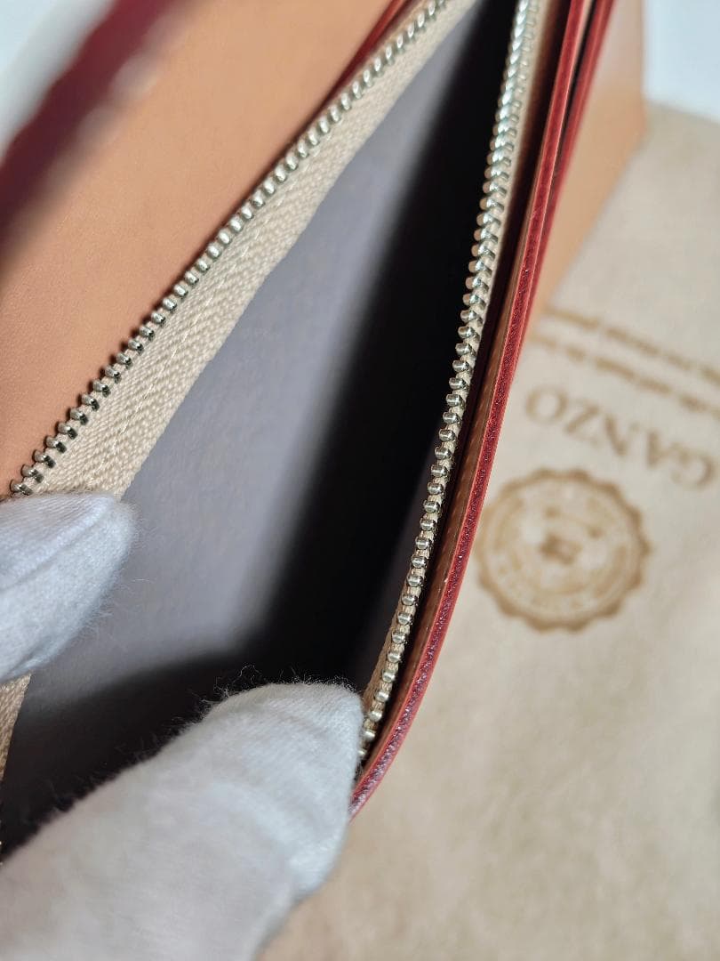 未使用品 ガンゾ コードバン ファスナー小銭入れ付き 長財布 ダークブラウン