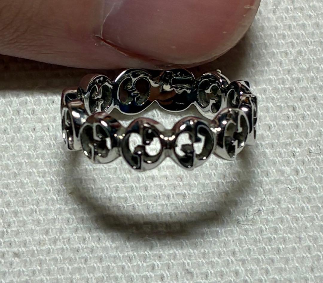 チ*ス様 GUCCI ロゴデザイン シルバーリング AU750 1973 グッチ