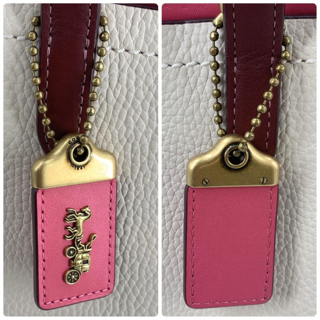 コーチ トループ キャリーオール 2way ハンドバッグ 本革 バイカラー