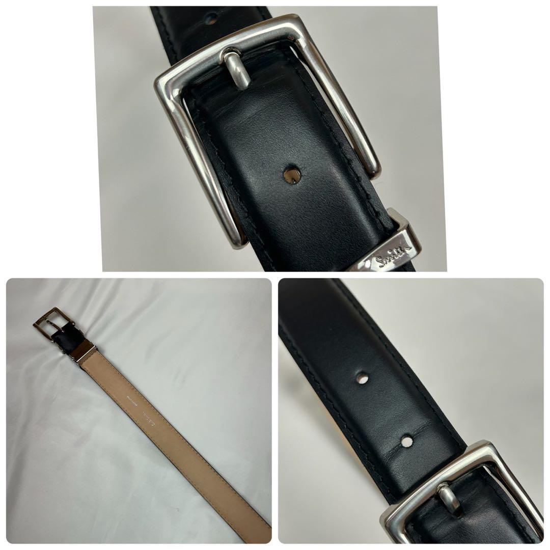 J996 美品 ポールスミス レザー シルバー ベルト ブラック メンズ