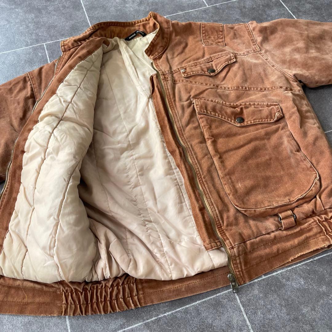 ポルトガル製 ヴィンテージ ワークジャケット ブラウン 鬼フェード 中綿 44