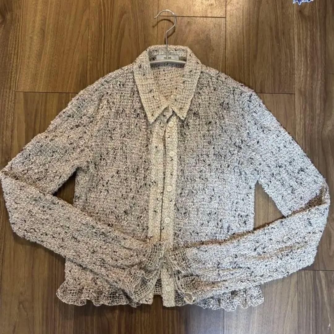 トップス MIX MESH GATHER SHIRT/CLANE