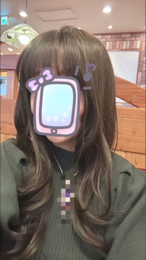 ブラウン ロングウェーブウィッグ 前髪あり