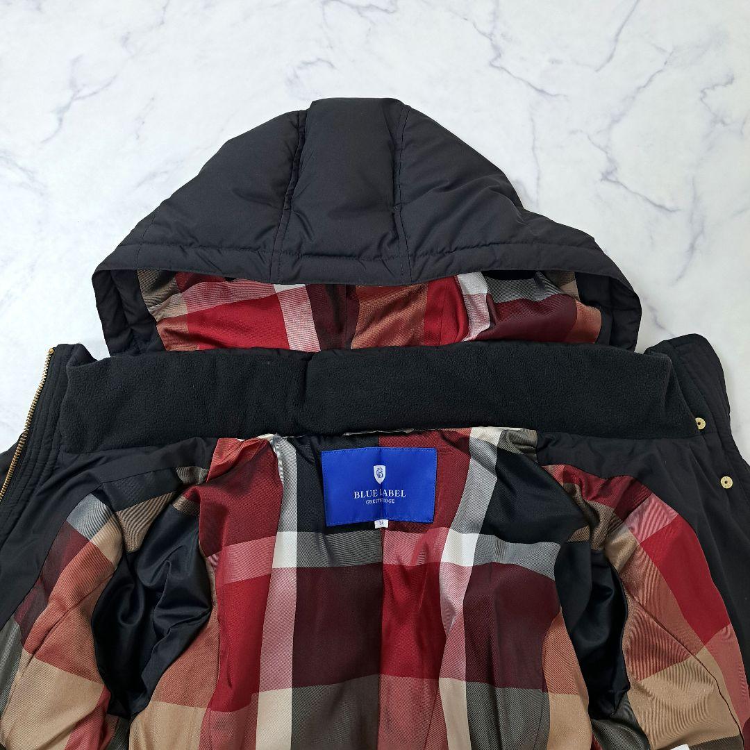 美品★ブルーレーベルクレストブリッジ ダウンコート フード チェック 36