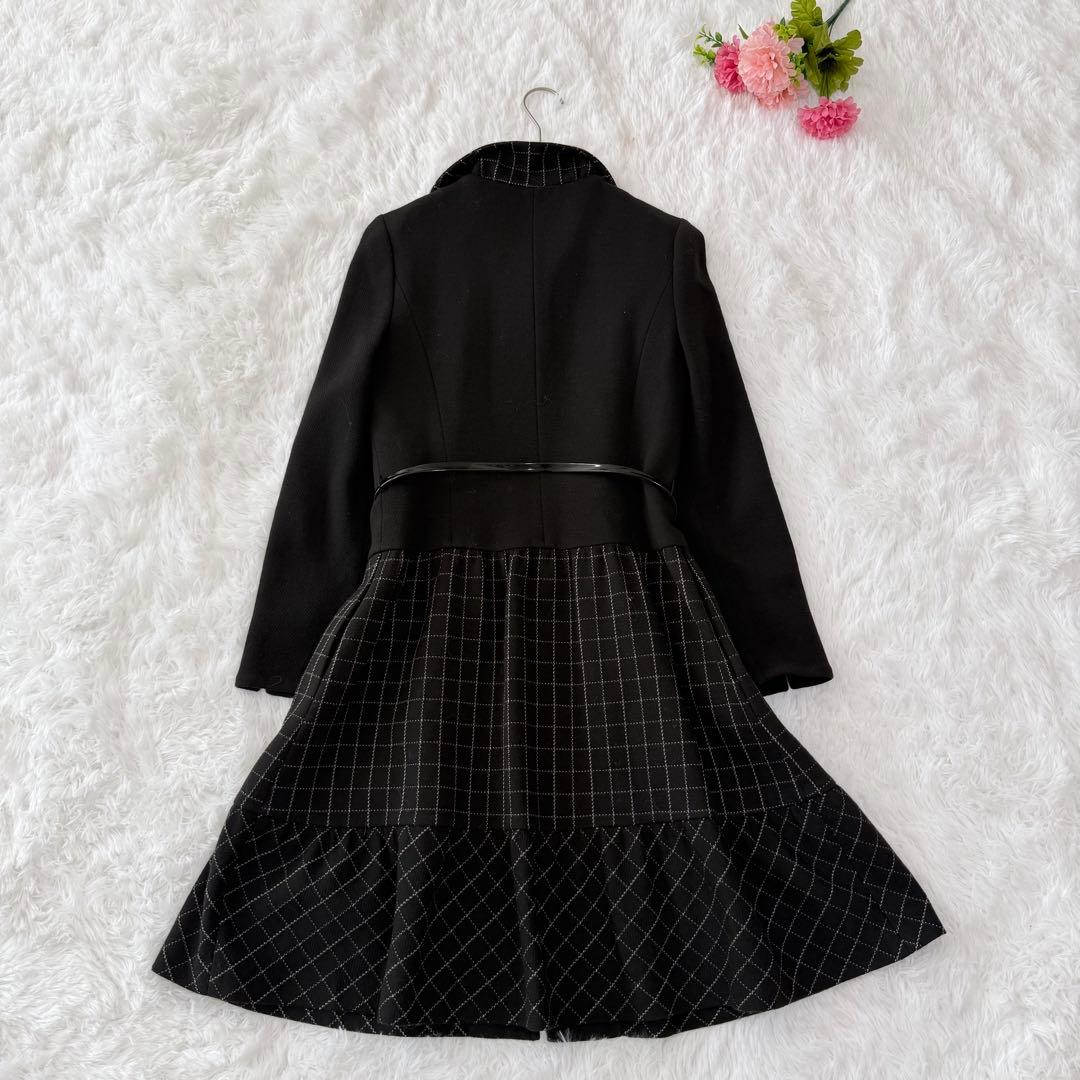 エムズグレイシー ワンピース　チェック　ベルト　襟あり　カメリア　大きい
