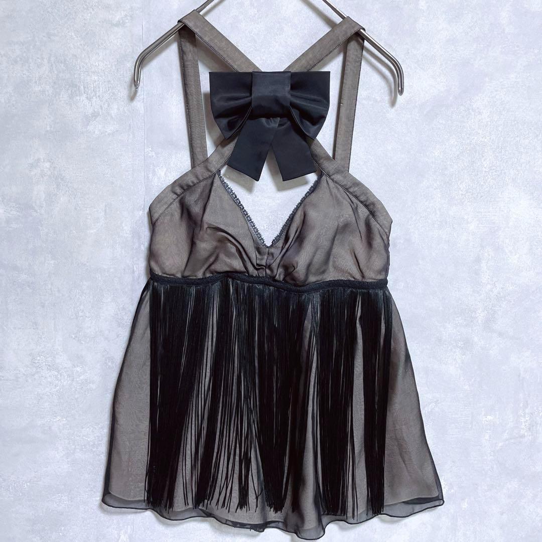 【タグ付き】ドルチェ＆ガッバーナ　ブラックタッセル　シルク　ボウディテール