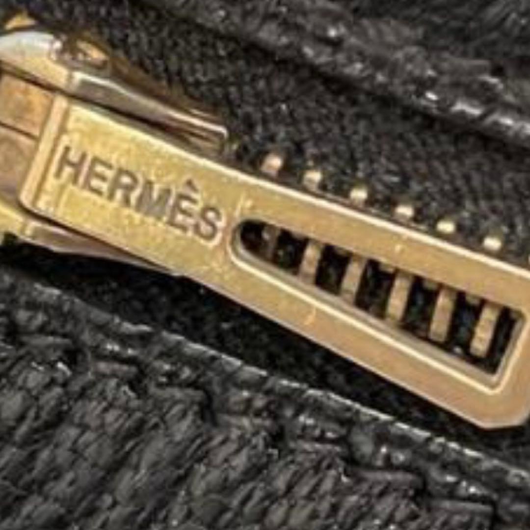 【美品】エルメス　クロコダイル　ベアン　長財布　黒　ブラック　レザー　お札