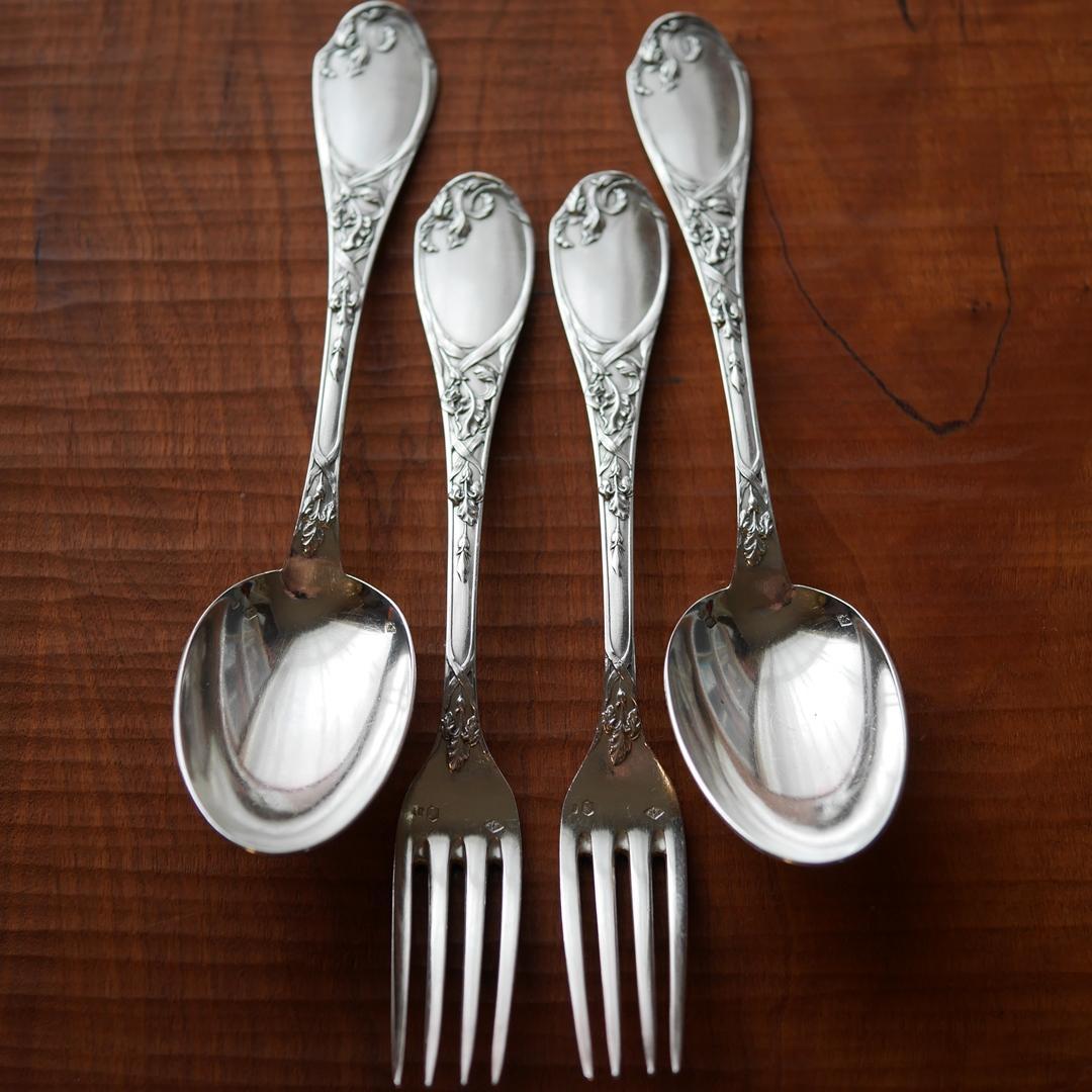 ◆PUIFORCAT◆ピュイフォルカ◆アイリス◆純銀カトラリー2客セット◆