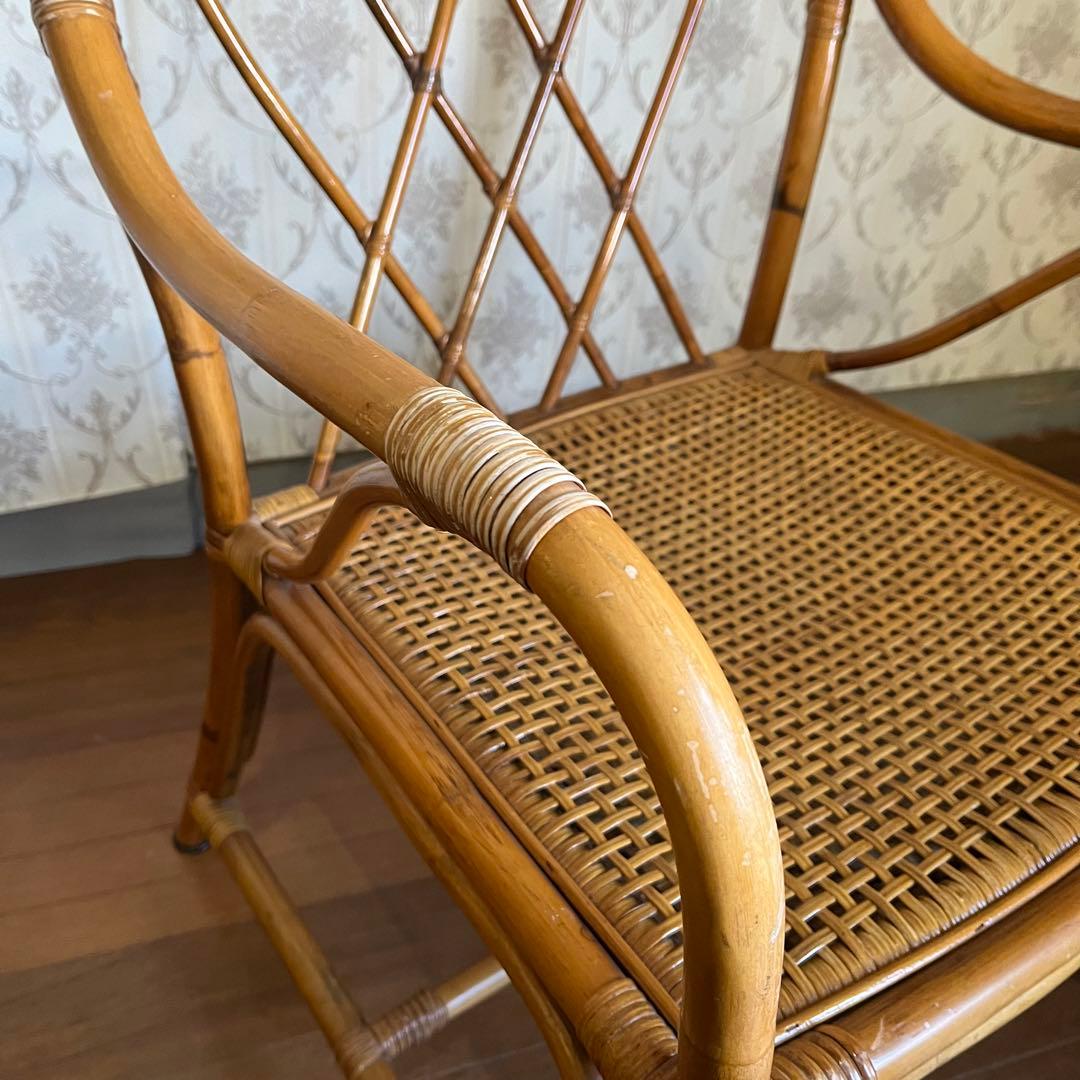 【アンティーク】② 籐 ラタンチェア アームチェア 椅子 古家具 古道具 古民家