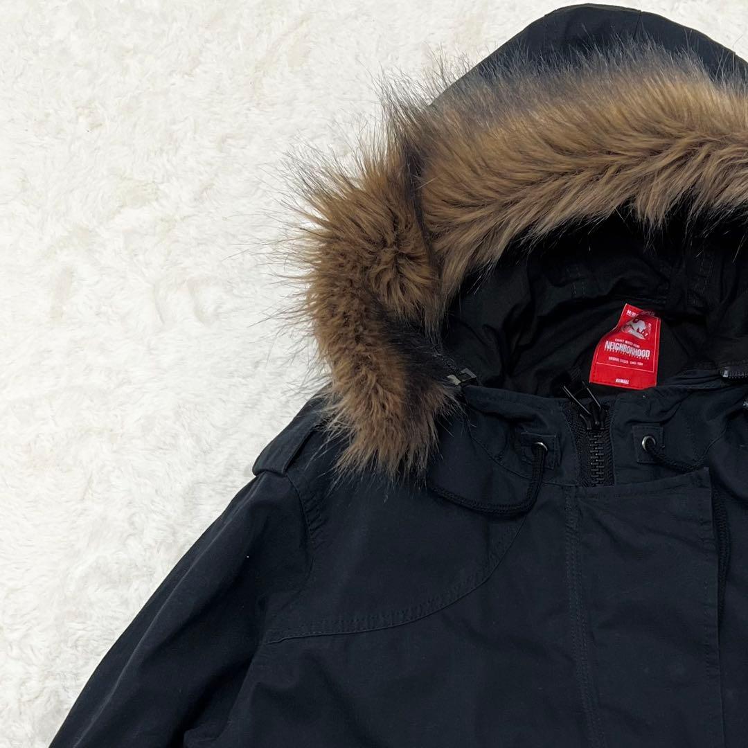 【にや】ネイバーフッド✨️10周年記念　モッズコート　ファー　取り外しフード