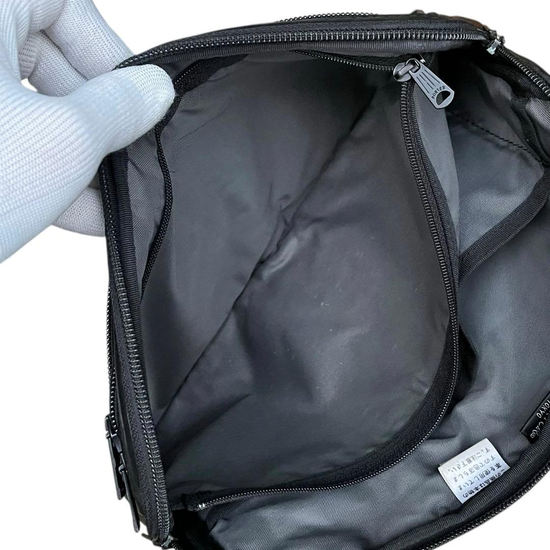 【美品】PORTER AMAZE レザー ボディバッグ ショルダー 斜めがけ 黒