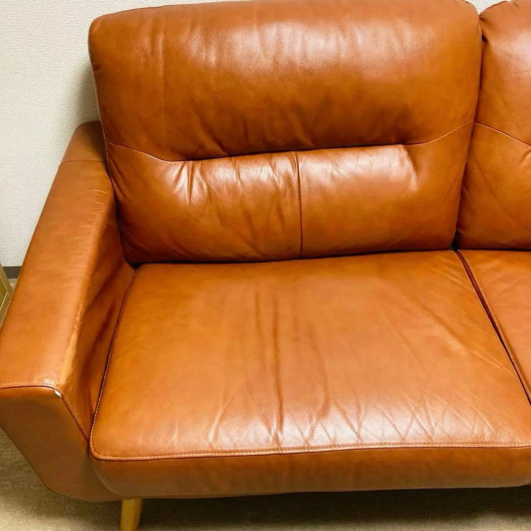 本革ブラウン3人掛けレザーソファ ニトリ