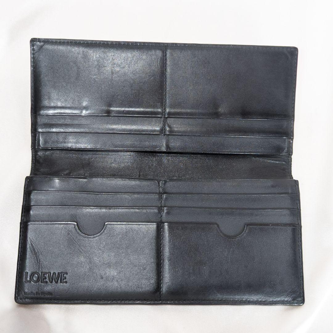 【美品】 LOEWE ロエベ 長財布 アナグラム リネン グリーン