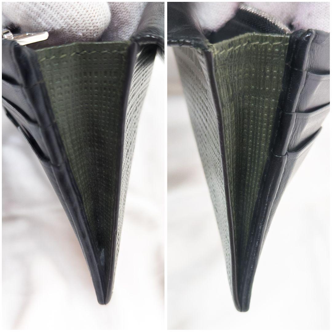 【美品】 LOEWE ロエベ 長財布 アナグラム リネン グリーン