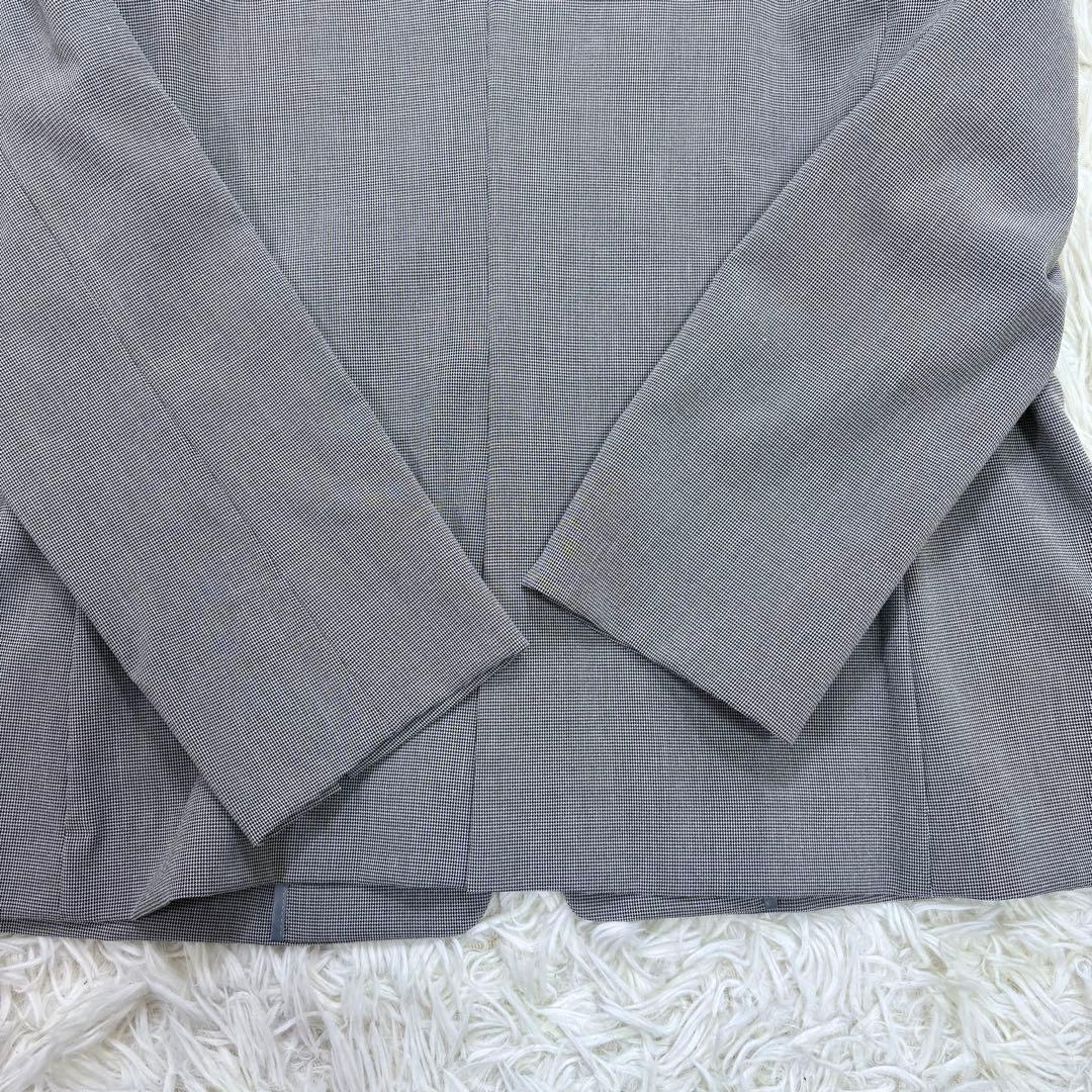 極美品 INDIVI 洗える 千鳥柄ノーカラージャケット UVケア 接触冷感LL