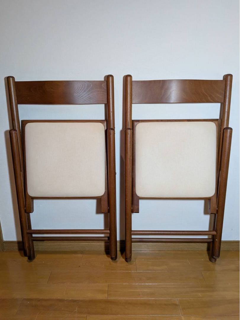 ■送料込■無印 折りたたみデスク 2脚 イス 木製コンパクトテーブル椅子チェア