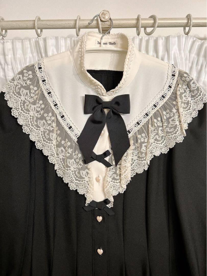 Innocent World イノワ　すずらんレースワンピース　黒×生成り（M）