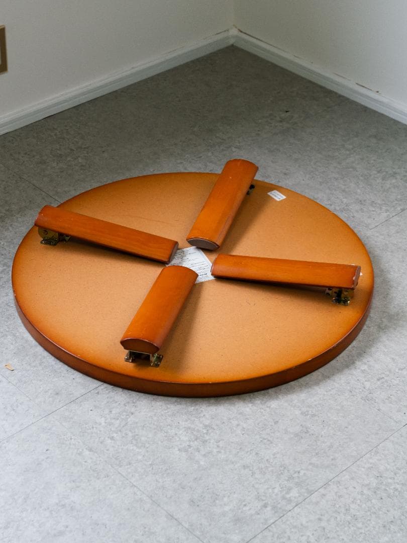 フクダクラフト　90年代 天然木円卓　折りたたみ　モダン ラウンド ローテーブル