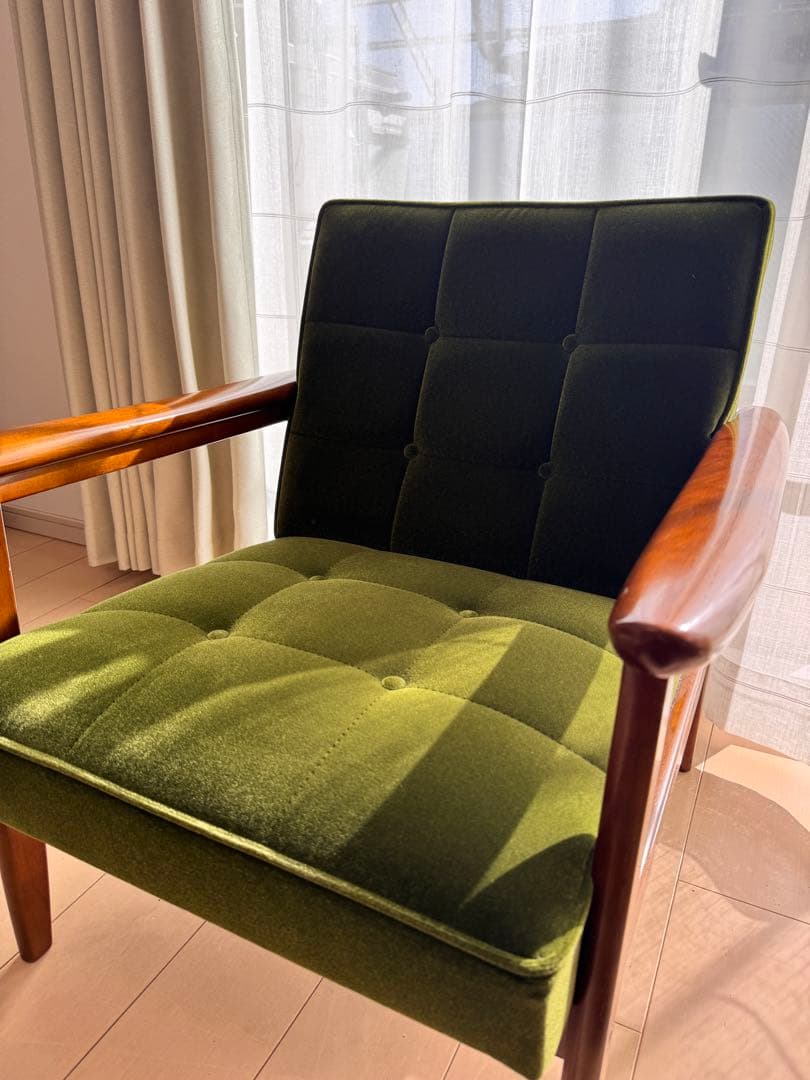 【karimoku】カリモク Kチェア モケットグリーン 1人掛けソファ