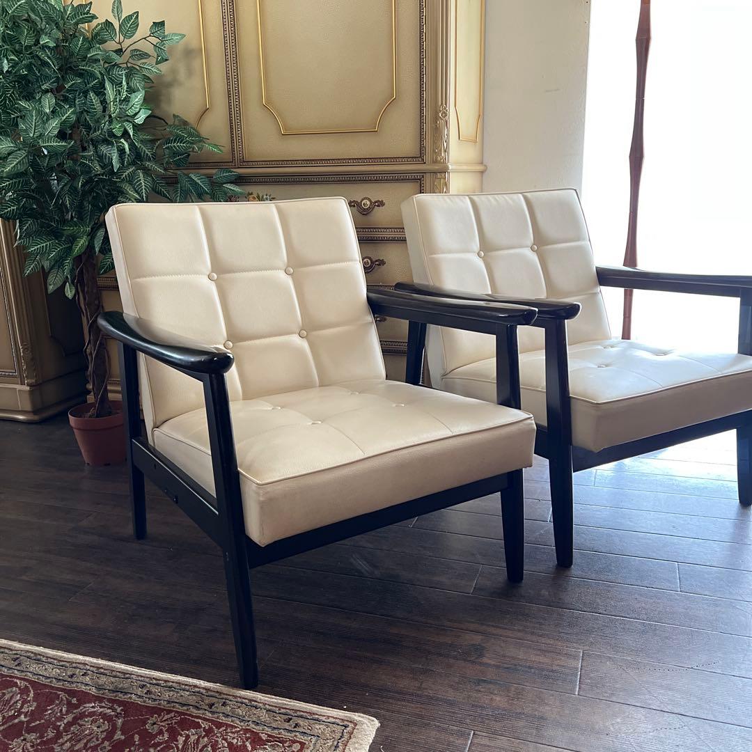 k258 カリモク60 Kチェア1シーター 2脚セット アームチェア アイボリー