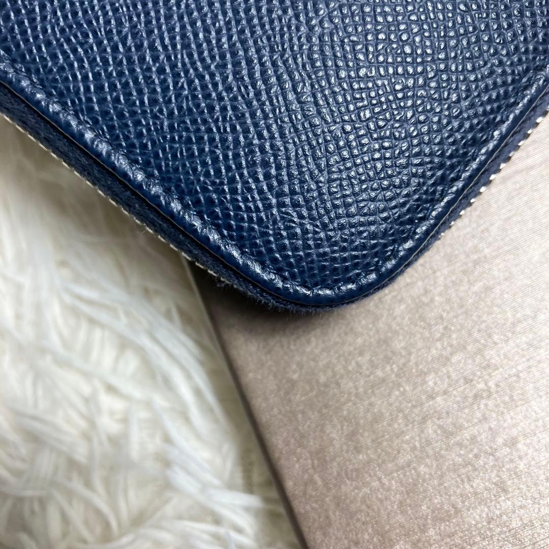 【未使用級】ブルガリ ラウンドジップ ビーゼロワンレザーネイビー FRID搭載