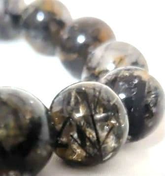 ブラックルチル15mm 　天然石　ブレスレット