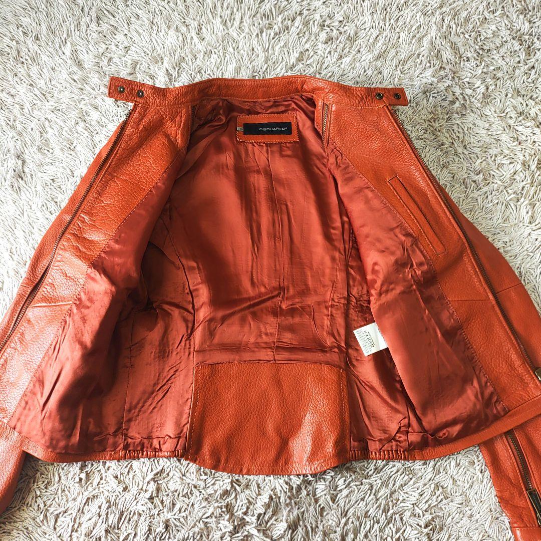【オレンジ】dsquared2　レザージャケット　本革　牛　ディースクエアード