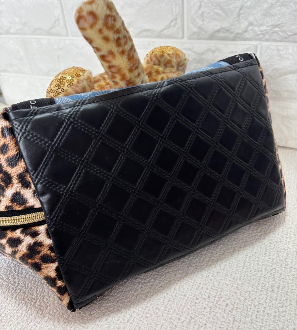 黒*こ様 コヤンイサムチョン　シェル型バッグ　ヒョウ柄ねこちゃん　ヒョウ柄デニム