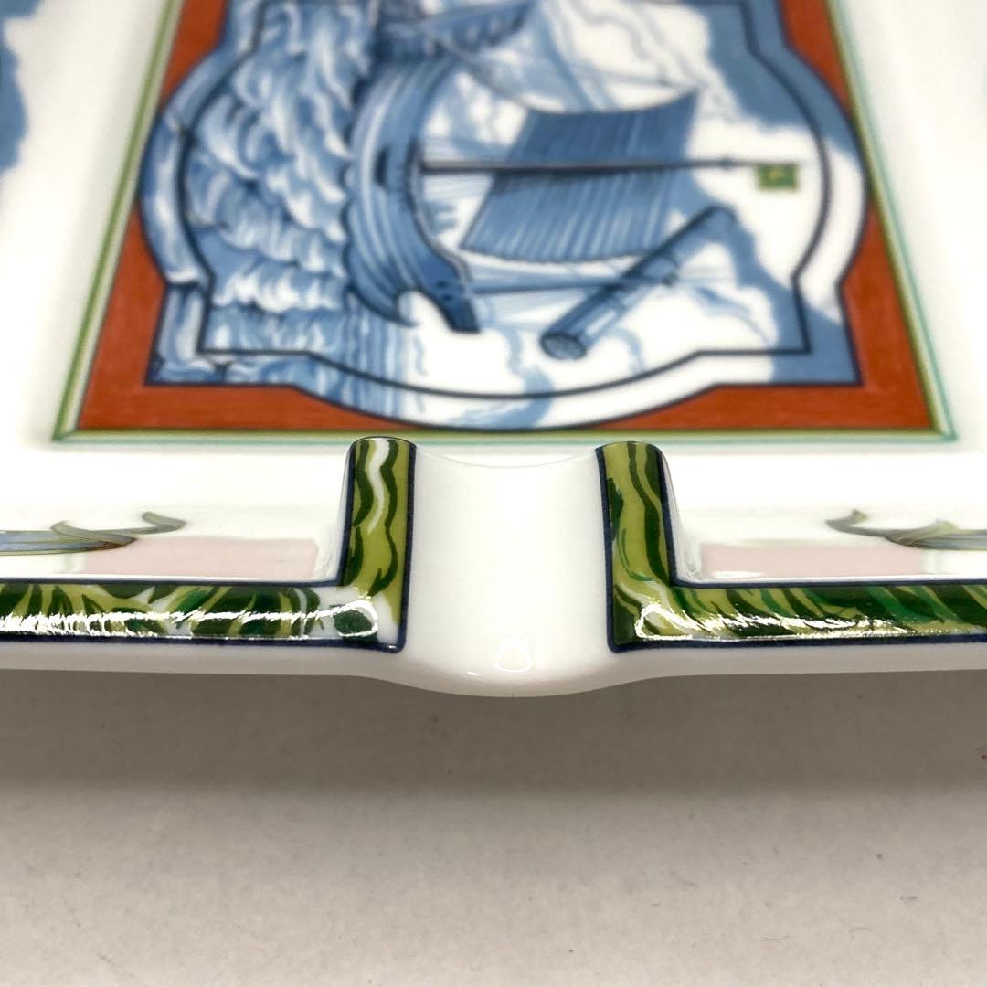 希少✨HERMES エルメス 灰皿 アッシュトレイ ブルー ホワイ 帆船