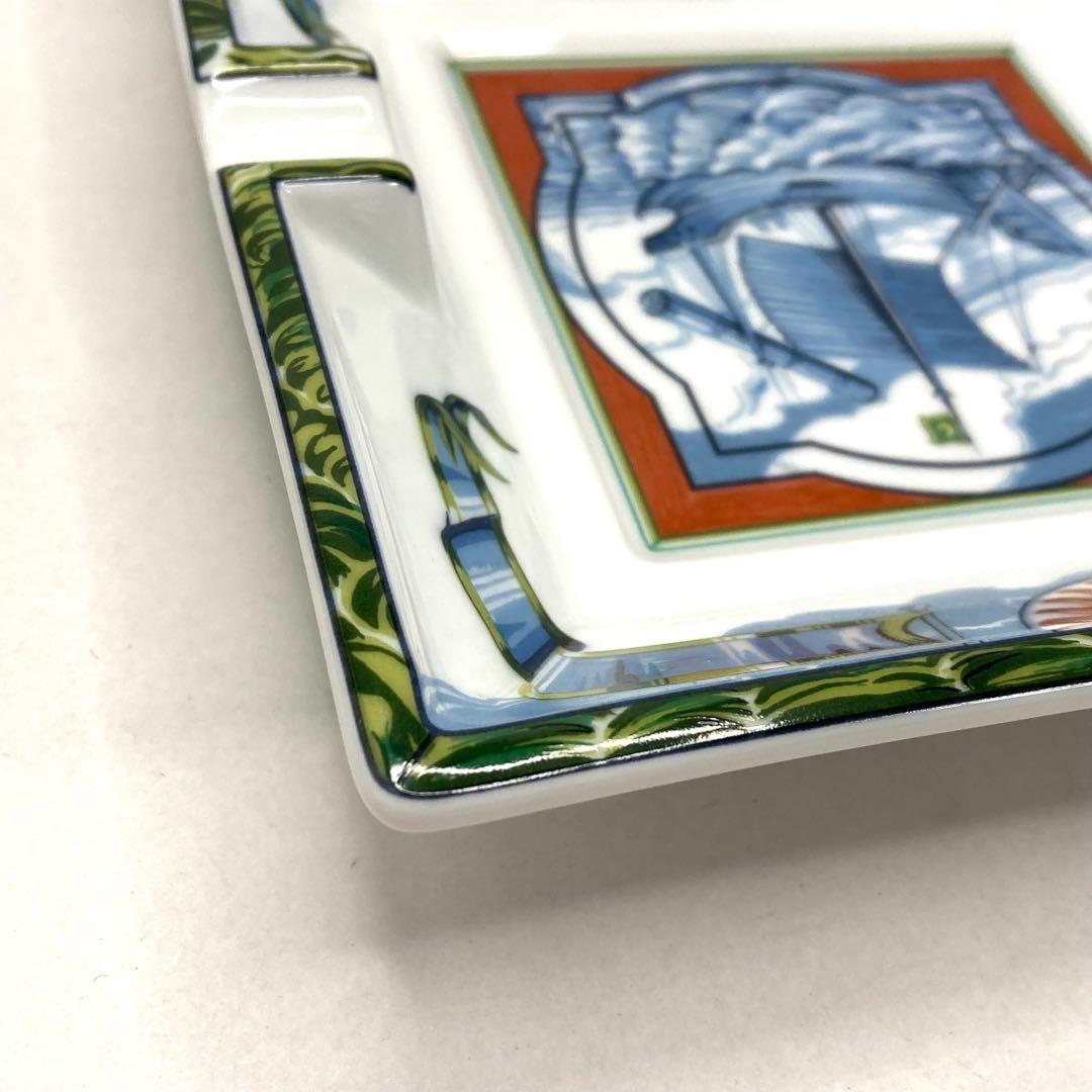 希少✨HERMES エルメス 灰皿 アッシュトレイ ブルー ホワイ 帆船
