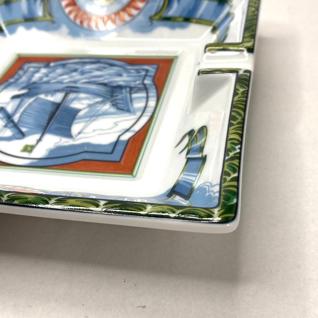 希少✨HERMES エルメス 灰皿 アッシュトレイ ブルー ホワイ 帆船